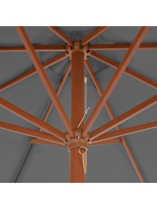 Zahradní slunečník s dřevěnou tyčí 300 cm antracitový