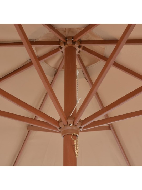 Zahradní slunečník s dřevěnou tyčí 300 cm taupe