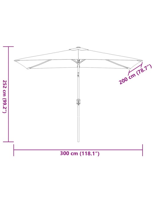 Zahradní slunečník s kovovou tyčí 300 x 200 cm taupe