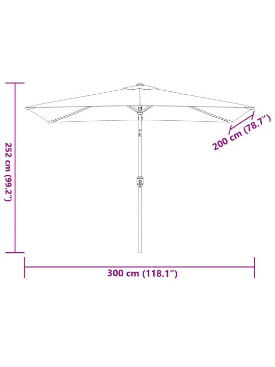 Zahradní slunečník s kovovou tyčí 300 x 200 cm bordó