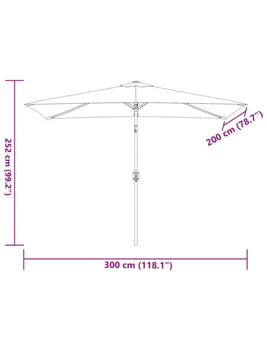 Zahradní slunečník s kovovou tyčí 300 x 200 cm terakotový