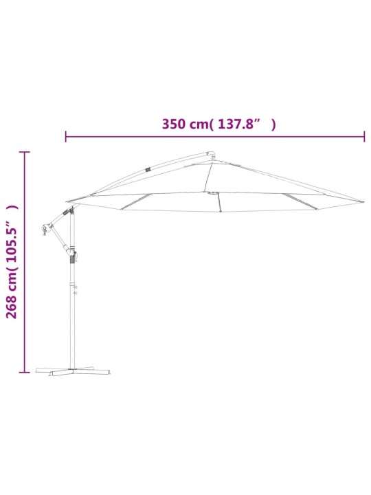 Boční zahradní slunečník s hliníkovou tyčí 350 cm bordó