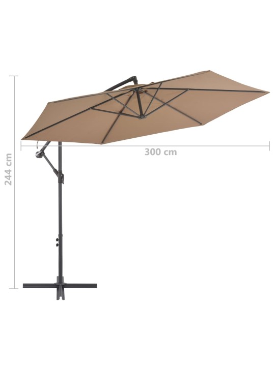 Boční zahradní slunečník s hliníkovou tyčí 300 cm taupe
