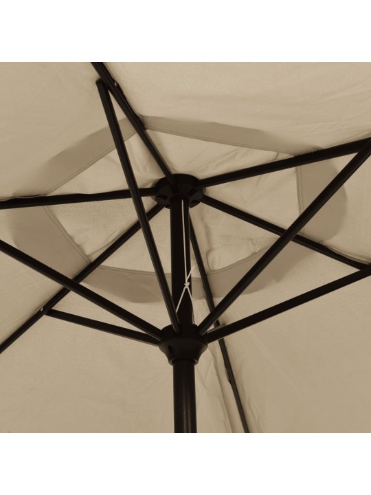 Zahradní slunečník s LED světly ocelová tyč 300 cm barva taupe