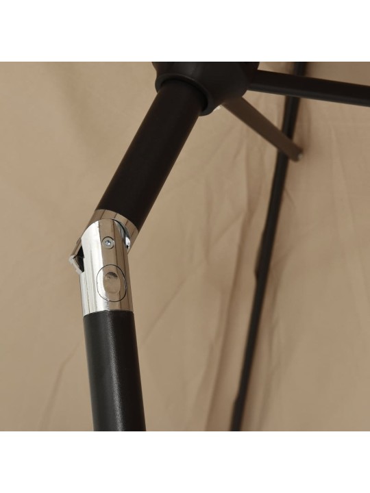 Zahradní slunečník s LED světly ocelová tyč 300 cm barva taupe