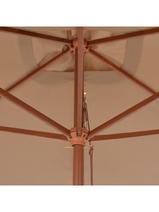 Zahradní slunečník s dřevěnou tyčí 200 x 300 cm taupe