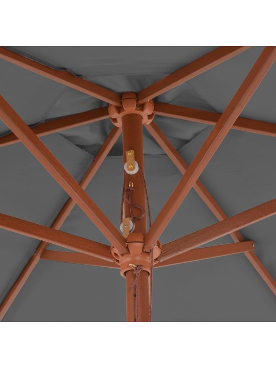 Zahradní slunečník s dřevěnou tyčí 270 cm antracitový