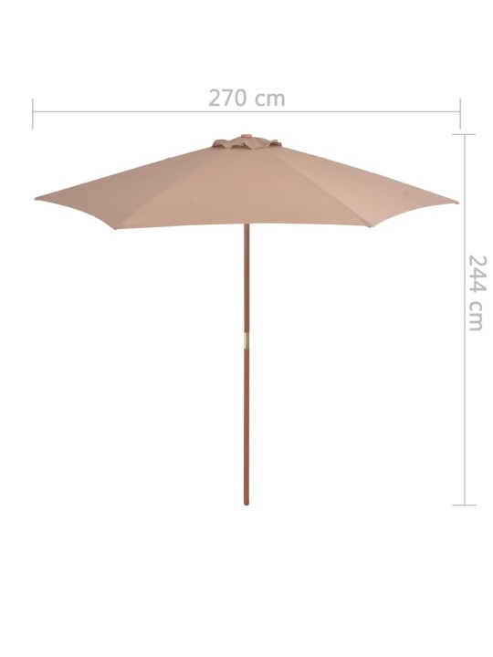 Zahradní slunečník s dřevěnou tyčí 270 cm taupe