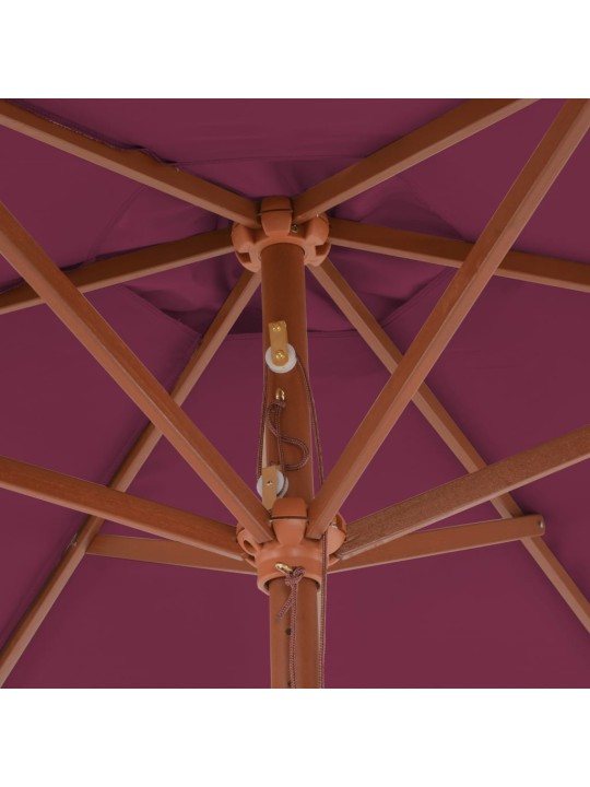 Zahradní slunečník s dřevěnou tyčí 270 cm bordó