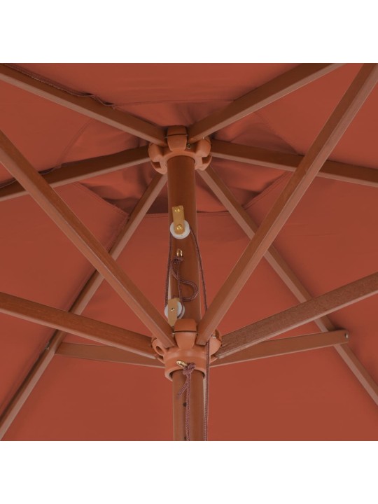 Zahradní slunečník s dřevěnou tyčí 270 cm terakotový