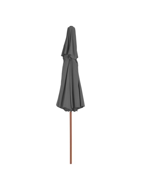 Dvoupatrový slunečník s dřevěnou tyčí 270 cm antracitový