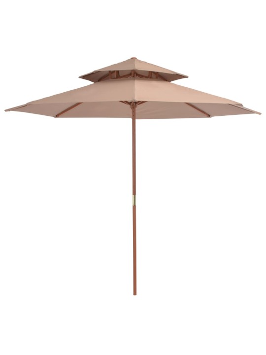 Dvoupatrový slunečník s dřevěnou tyčí 270 cm taupe