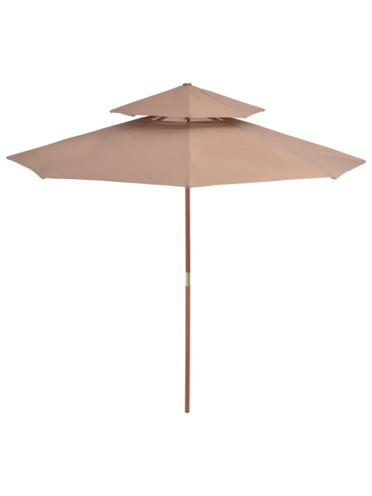 Dvoupatrový slunečník s dřevěnou tyčí 270 cm taupe