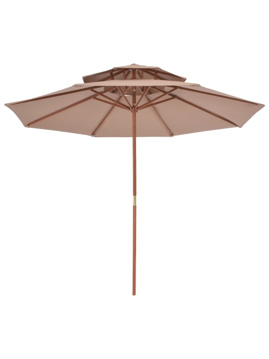 Dvoupatrový slunečník s dřevěnou tyčí 270 cm taupe