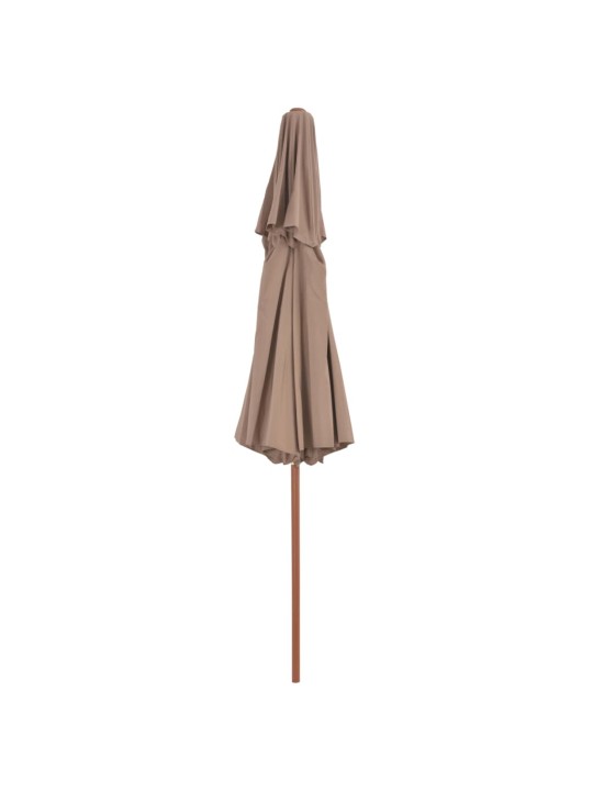 Dvoupatrový slunečník s dřevěnou tyčí 270 cm taupe