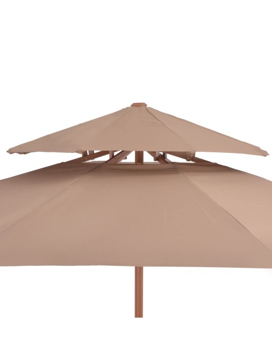 Dvoupatrový slunečník s dřevěnou tyčí 270 cm taupe