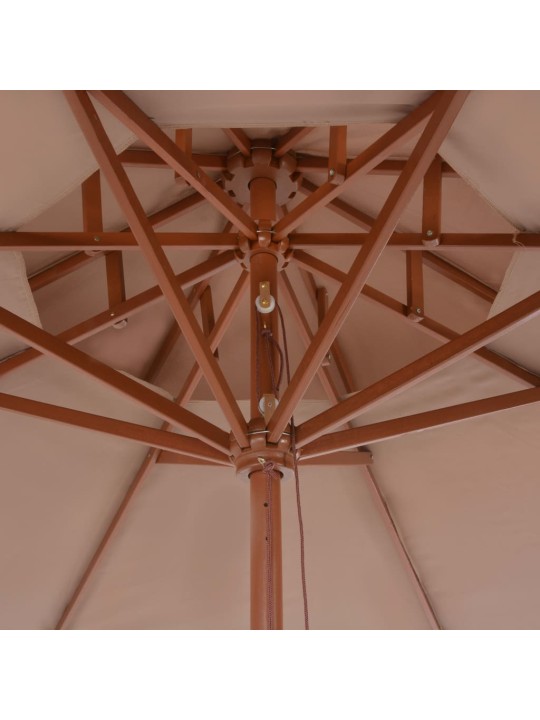 Dvoupatrový slunečník s dřevěnou tyčí 270 cm taupe