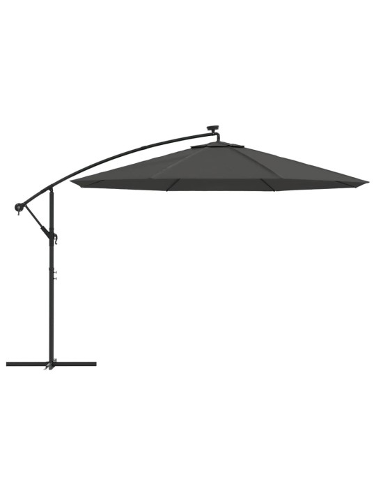 Boční zahradní slunečník s led a kovovou tyčí 350 cm antracit