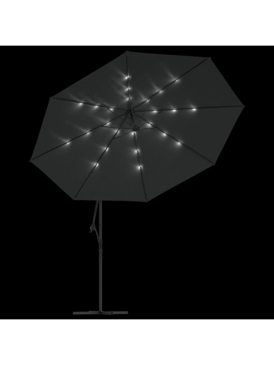 Boční zahradní slunečník s led a kovovou tyčí 350 cm antracit