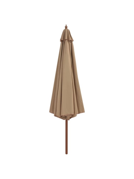 Zahradní slunečník s dřevěnou tyčí 350 cm barva taupe