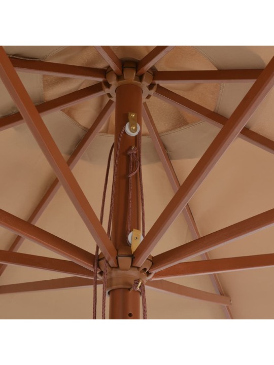 Zahradní slunečník s dřevěnou tyčí 350 cm barva taupe