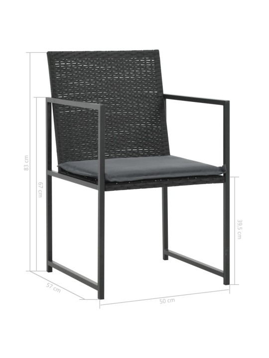 7dílný zahradní jídelní set s poduškami polyratan černý