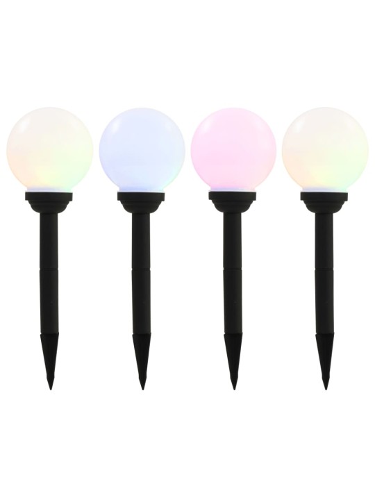 Zahradní solární lampy 4 ks LED kulovité 15 cm RGB
