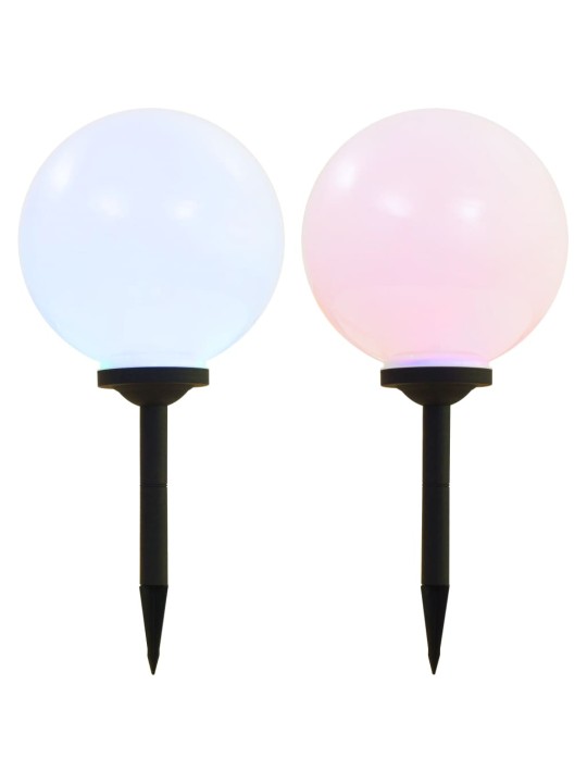 Zahradní solární lampy 2 ks LED kulovité 30 cm RGB