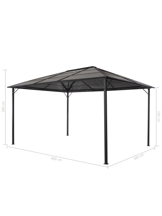 Altán se střechou hliník 4 x 3 x 2,6 m černý