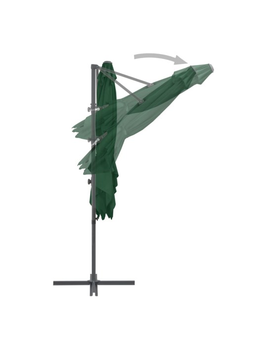Boční zahradní slunečník s ocelovou tyčí zelený 250 x 250 cm