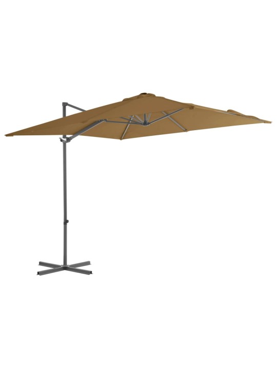 Boční zahradní slunečník s ocelovou tyčí taupe 250 x 250 cm