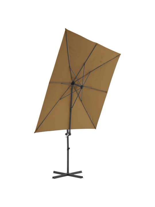 Boční zahradní slunečník s ocelovou tyčí taupe 250 x 250 cm