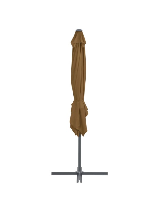 Boční zahradní slunečník s ocelovou tyčí taupe 250 x 250 cm