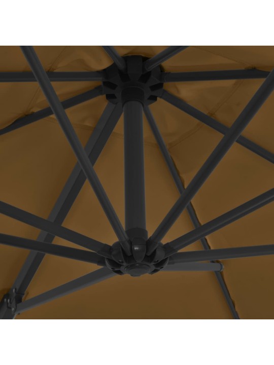Boční zahradní slunečník s ocelovou tyčí taupe 250 x 250 cm