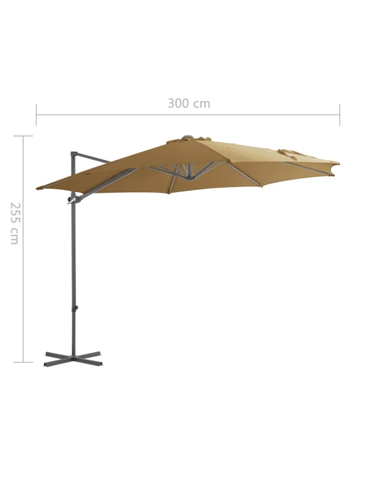 Boční zahradní slunečník s ocelovou tyčí taupe 300 cm