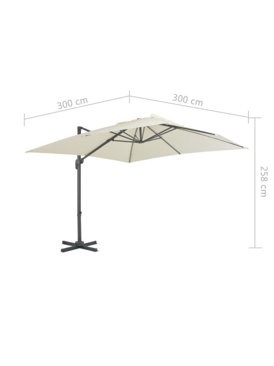 Boční zahradní slunečník s hliníkovou tyčí 300 x 300 cm pískový