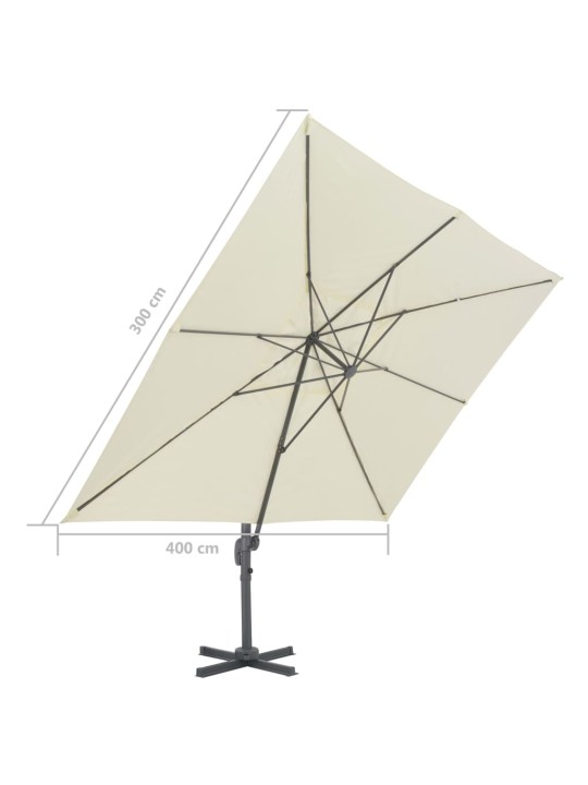 Boční zahradní slunečník s hliníkovou tyčí 400 x 300 cm pískový