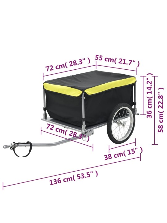 Vozík za kolo černý a žlutý 65 kg