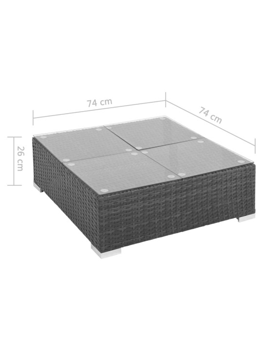 7dílná zahradní sedací souprava s poduškami polyratan černá