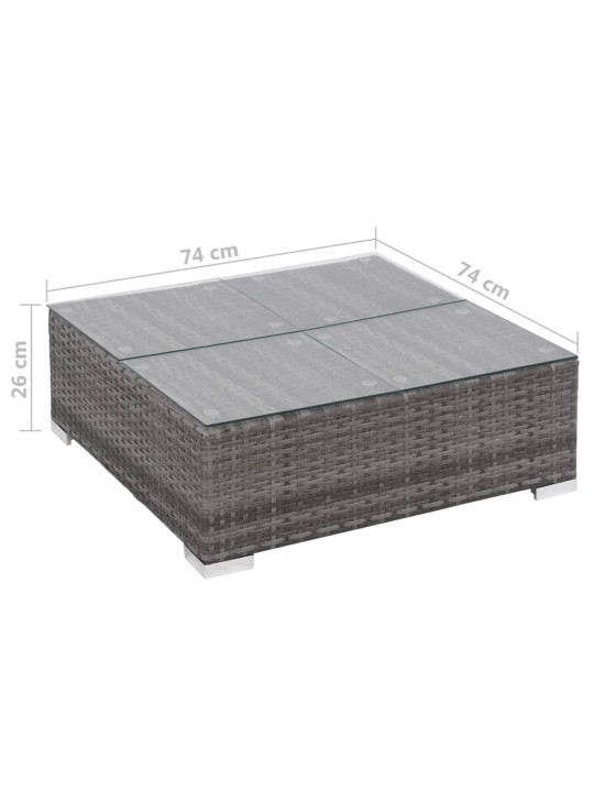 6dílná zahradní sedací souprava s poduškami polyratan šedá