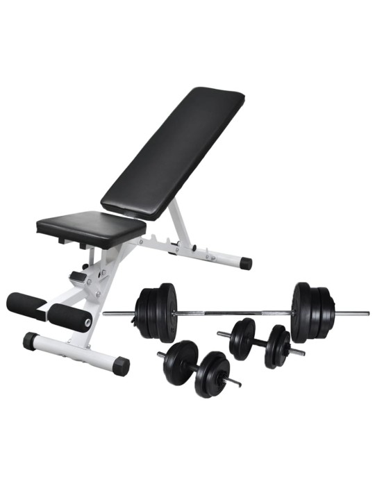 Posilovací lavice se sadou činek barbell a dumbbell 60,5 kg