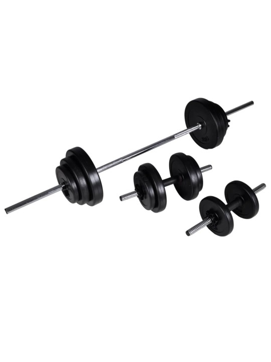 Posilovací stojan se sadou činek barbell a dumbbell 30,5 kg