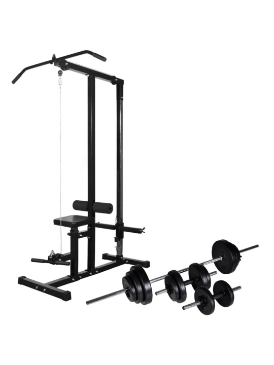 Posilovací věž se sadou činek barbell a dumbbell 30,5 kg