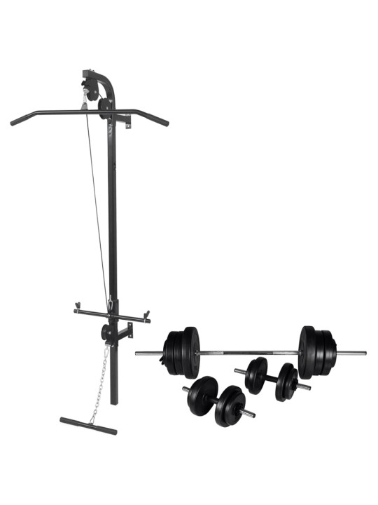 Nástěnná posilovací věž se sadou činek 60,5 kg
