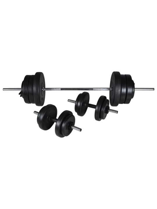 Posilovací lavice se stojanem na závaží a sadou činek 60,5 kg