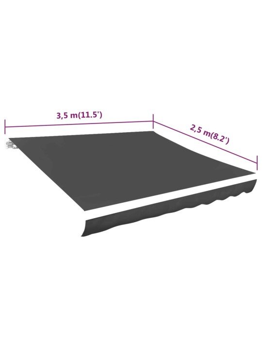 Plachta na markýzu antracitová 350 x 250 cm plátěná
