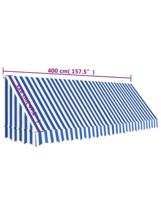 Okenní markýza 400 x 120 cm modro-bílá