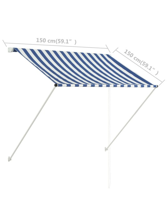 Zatahovací markýza 150 x 150 cm modro-bílá
