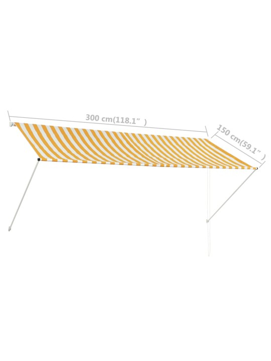 Zatahovací markýza žluto-bílá 300 x 150 cm