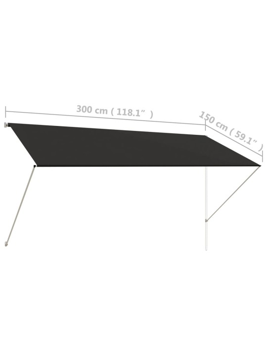 Zatahovací markýza 300 x 150 cm antracitová